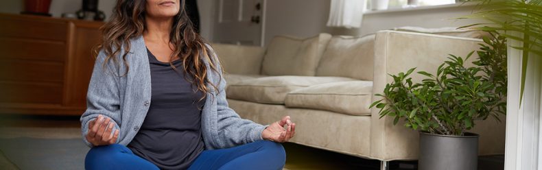 a woman meditating