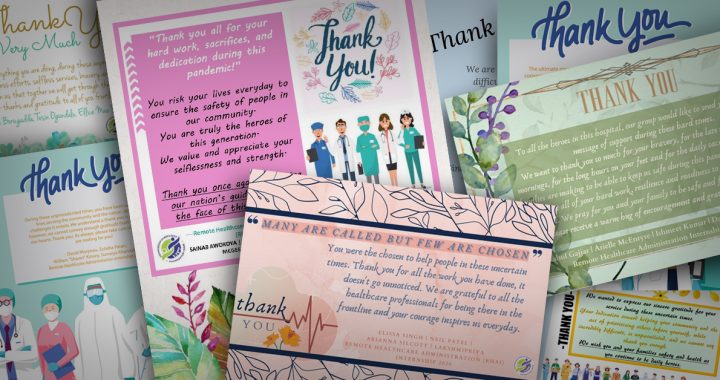 A collage of the thank you notes sent by interns to our Lourdes Hospital team members.