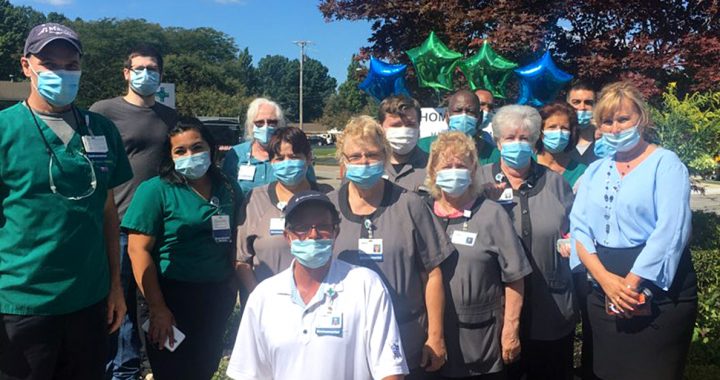 Tom Hoerlle with his team members at Lorain Hospital.