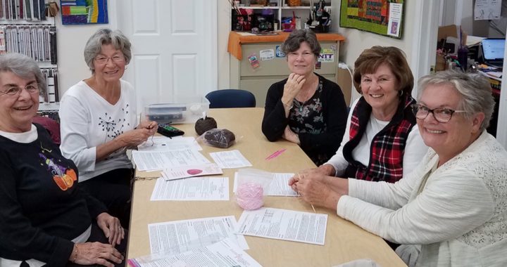 A group of Knitting Knockers volunteers.