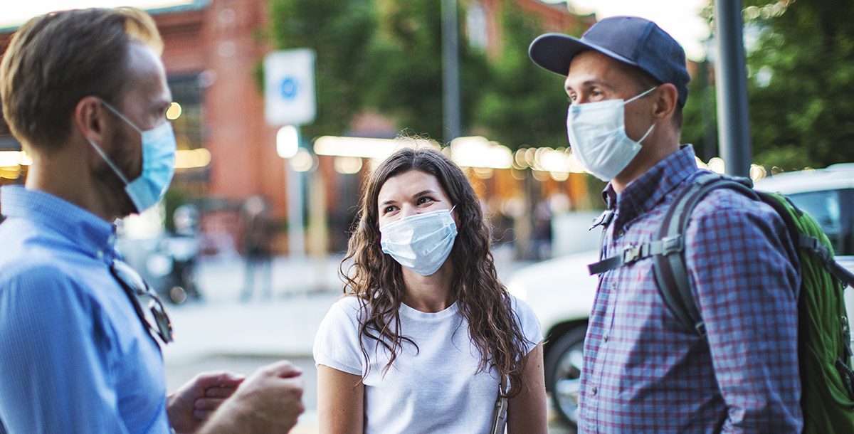 People wearing face masks while in public.