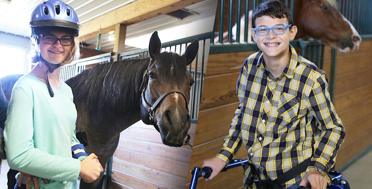 Ally and Oliver at their hippotherapy appointment.
