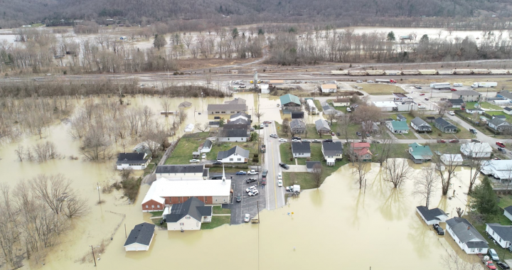 aerial footage of the irvine flood