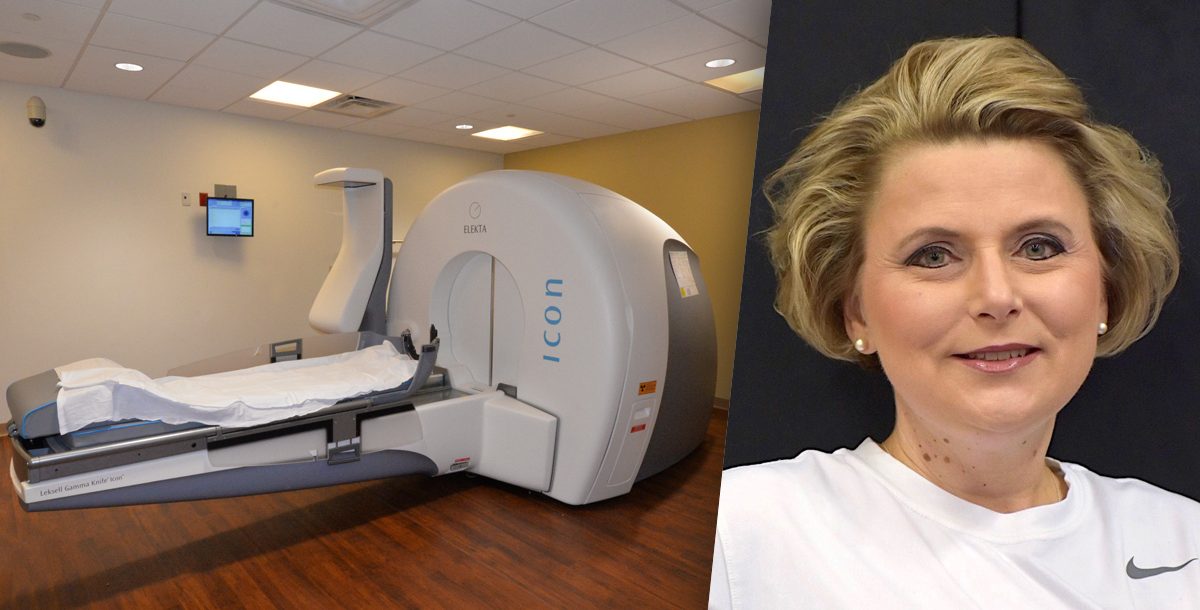 Gamma Knife machine and Stacey Bailey