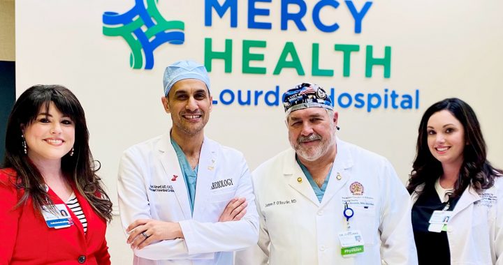 From left to right: Ashley Britton, Director of Cardiovascular Services, Abdelkader Almanfi, MD, James O’Rourke, MD, and Ashley Wilson, APRN and Valve Clinic Coordinator.