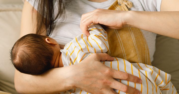 A new mom breastfeeding her child