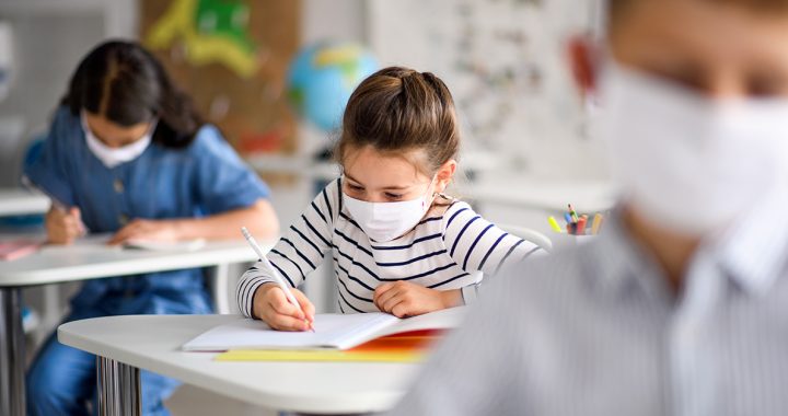 A child working at school.