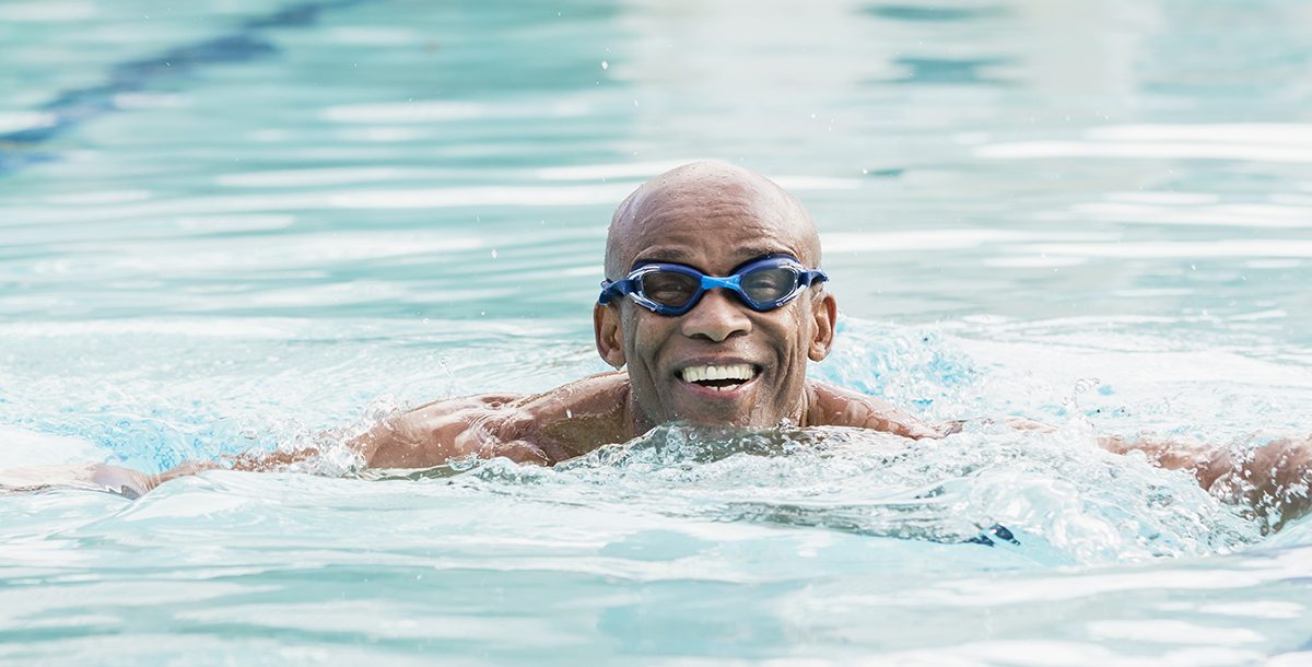 a man swimming