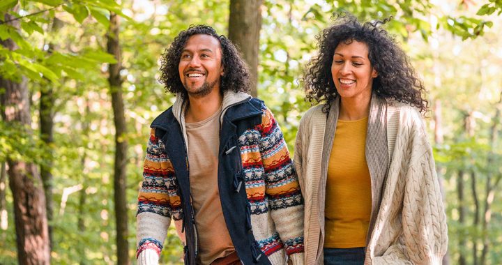 a couple on a fall walk